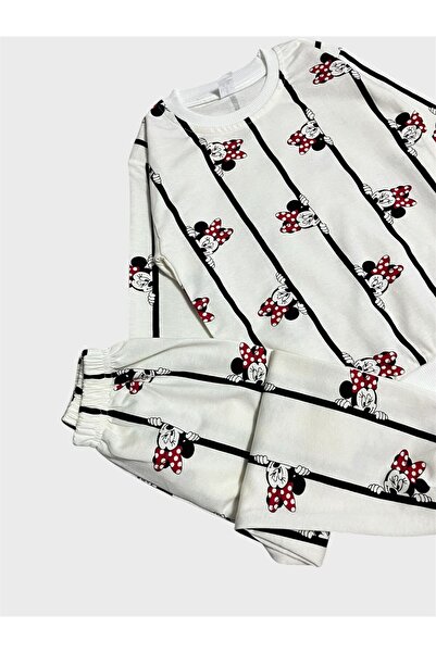 tusem butik homewear Set de pijamale pentru fete din bumbac cu model în dungi albe cu mâneci lungi de tranziție