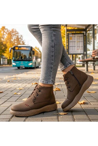 BMoD Ghete maro pentru femei cu șireturi și fermoar MOD14091