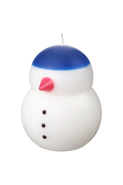 IKEA VINTERFINT Unscented pillar candle, snowman white, 12 cm