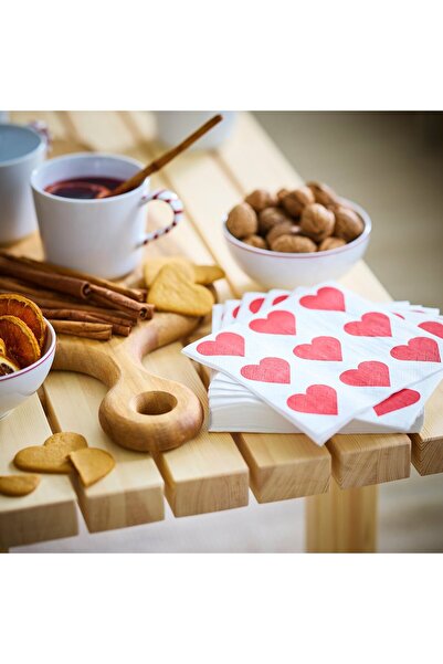 IKEA VINTERFINT Paper napkin, heart white/red, 33 x 33 cm