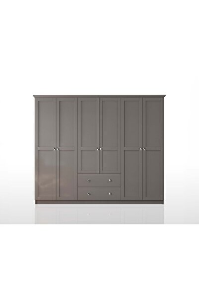 Storish Smart 6 Kapaklı 2 Çekmeceli Gardırop Antrasit