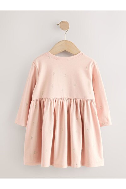 Next Baby Cotton Pink Fairy Long Sleeve Embellished Dress