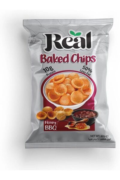 REAL Chips Honey BBQ Baked Snack – High Protein, No Preservatives, 60g Pack