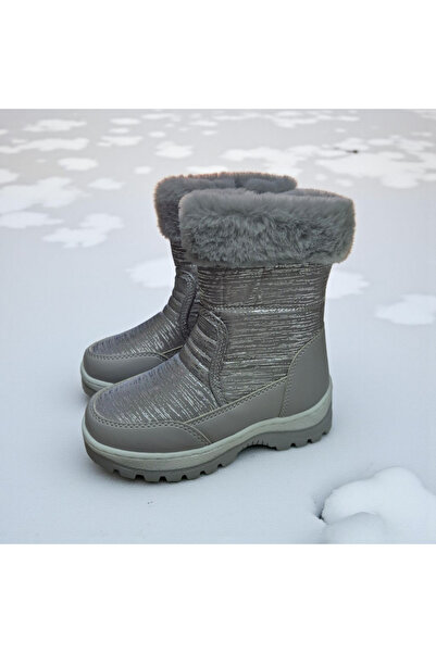 Moda fiesta Kız Çocuk Kürklü Su Geçirmez Kışlık Bot Kaydırmaz Taban Fermuarlı