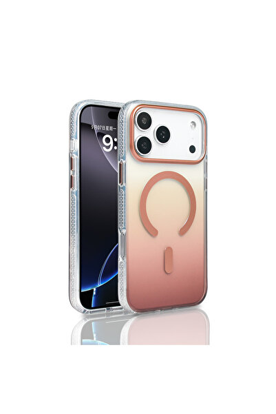 UnDePlus Apple iPhone 17 Pro Max Kılıf Transparan Renk Geçişli M-safe Şarj Öz...