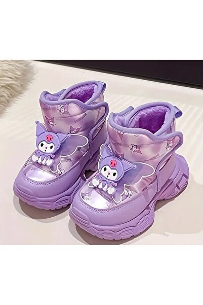 SANRIO KUROMI KARİKATÜR DETAYLI İÇİ KÜRKLÜ MOR KIZ ÇOCUK BOT
