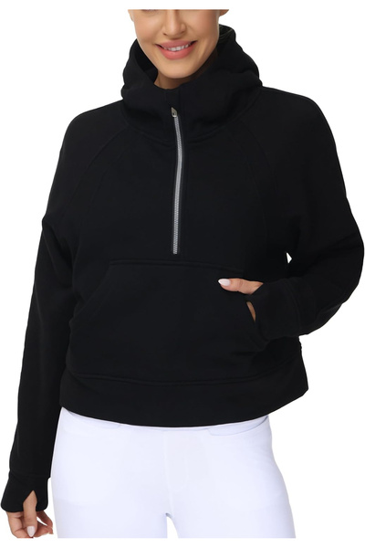 OEM Women's thick hoodie with zipper, black L