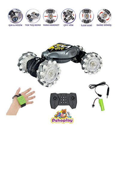 Pshoplay Bilekten Kontrol Edilen Şarjlı 2.4G Uzaktan Kumandalı Stunt Araba – 360° Dönen Akrobatik Araç