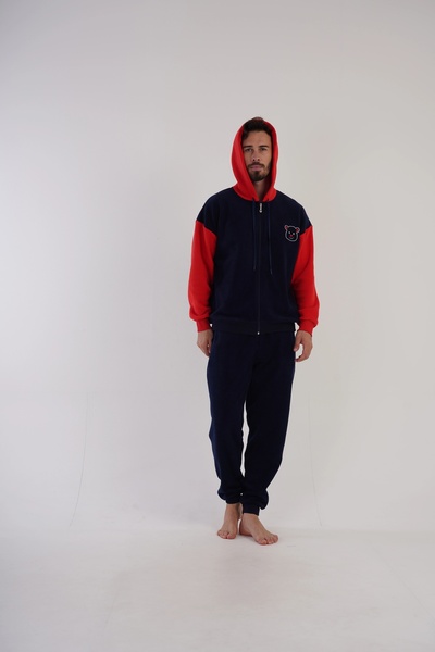 VİENETTA Erkek Kapüşonlu Polar Pijama Takımı