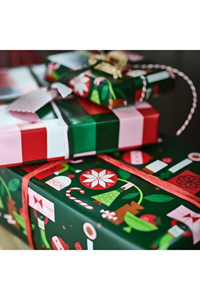 IKEA VINTERFINT Gift wrap roll, mixed patterns green/red, 3 x 0.7 m
