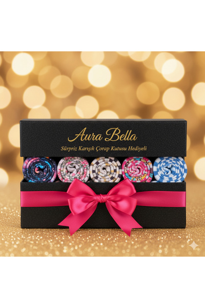 Aurabellaa AURA BELLA SÜRPRİZ ✨ 5 Li ÇORAP KUTUSU +Hediye ve Niyet Kartlı