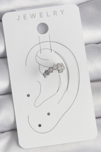 Skygo Brass Silver Color Honeycomb Model Zircon Stone Women's Cartilage Earrings - Tj-Bkp10568