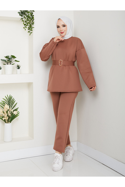 Wual giyim Belted Tracksuit Tunic Set