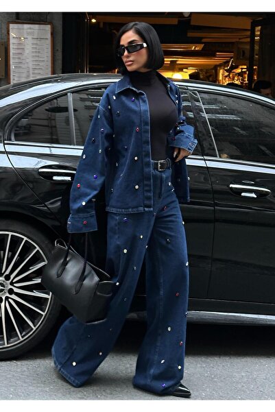 Lijuri Джинсовий комплект з каменем – Oversize куртка 10278-08