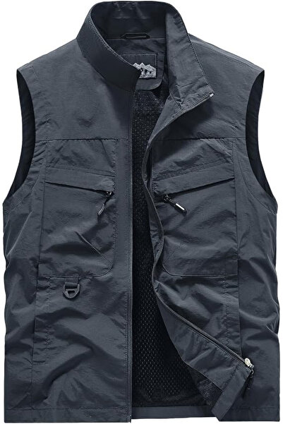 OEM Lightweight, breathable vest with zipper and pockets for outdoor activities, Black M - Copy