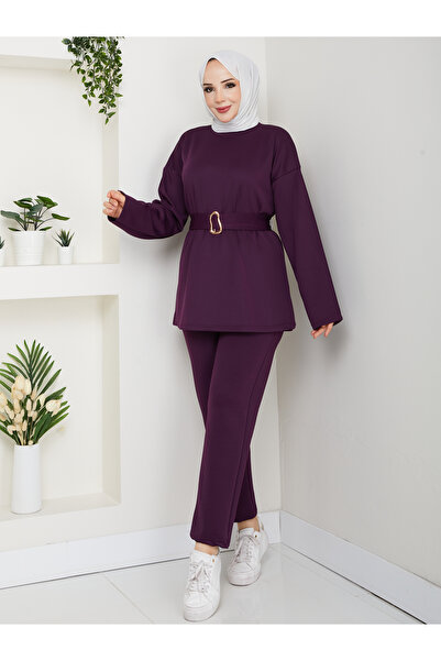 Wual giyim Belted Tracksuit Tunic Set