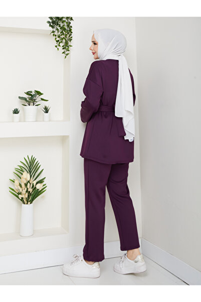 Wual giyim Belted Tracksuit Tunic Set