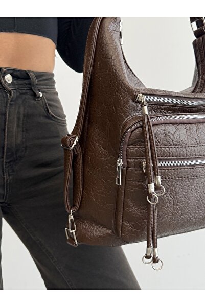 KIRASE New Stylish and Convenient Soft Leather Multi-Section Large Size Backpack and Shoulder Bag