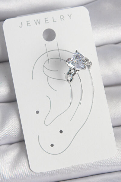 Skygo Brass Silver Color Zircon Stone Heart Model Women's Cartilage Earrings - Tj-Bkp10563