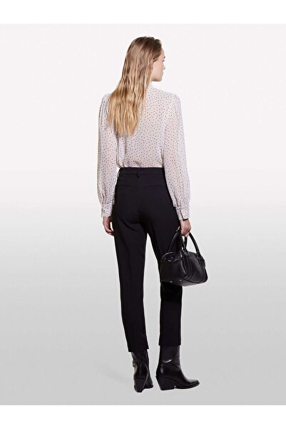 Sisley Women's Front Tie Detail Patterned Long Sleeve Chiffon Blouse 324A52Umlq088-Sis76Y