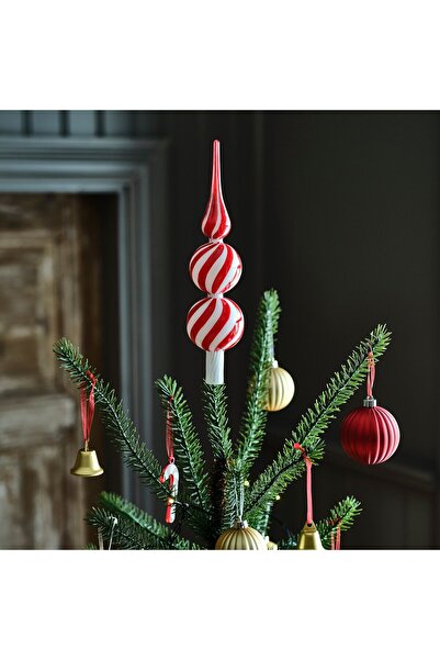 IKEA VINTERFINT Top spire, glass red/white, 28 cm