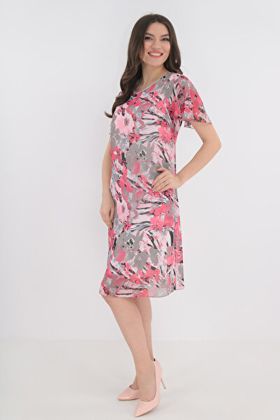Vanessa Line RO Pink floral Printed maxi veil dress