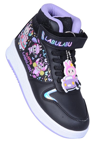 Prokids 4444 Black Velcro High-Top Girls' Sports Shoes