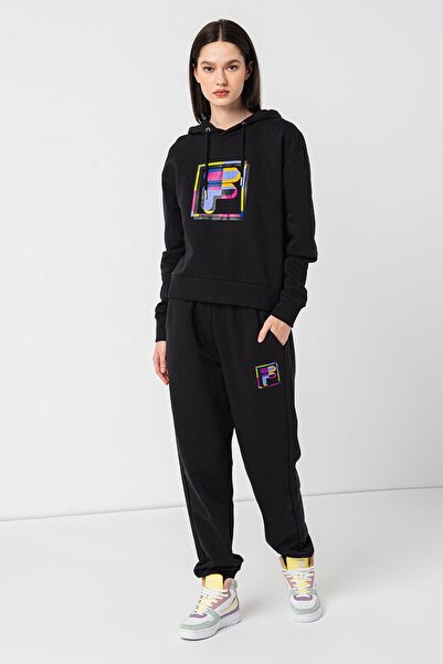 FILA Hanorac Brissago cu logo multicolor pentru femei, negru XS