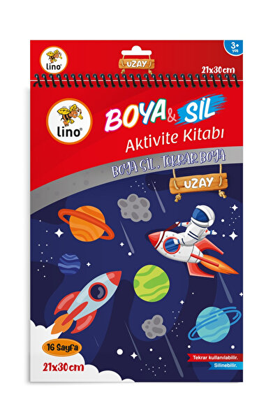 Lino Boya Sil Aktivite Boyama Kitabı - Uzay A4 Ebat (Silinebilir)