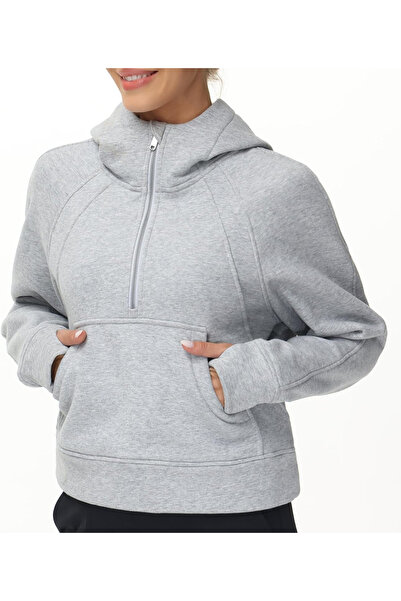OEM Women's thick hoodie with zipper, Gray S