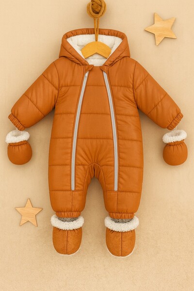 DeKuBaby Yağmur-Soğuk Geçirmez Kapüşonlu Çıkarılabilir Eldiven Ve Patikli Beb...