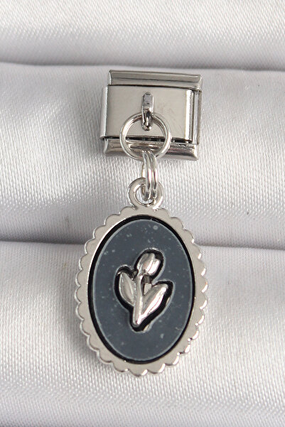 Skygo 316L Steel Silver Color Flower Embroidered Black Portrait Model Nomination Charm - Tj-Bc1215