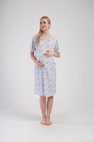 embody Maternity nightdress, nursing opening, cotton, white