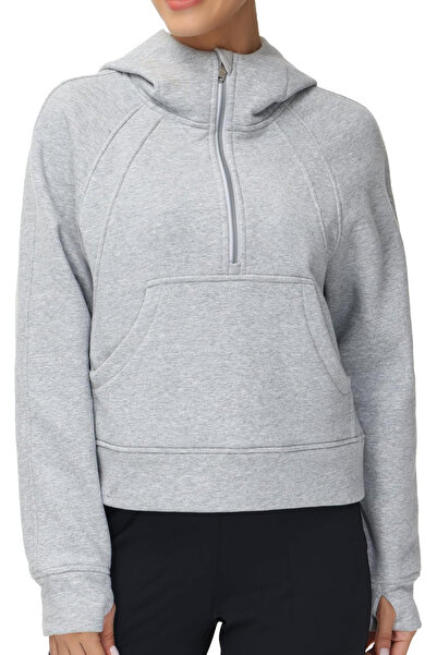 OEM Hanorac gros cu fermoar pentru femei, gri XL