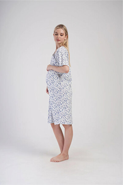 embody Maternity nightdress, nursing opening, cotton, white