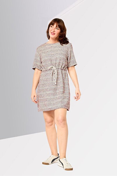 Karl Lagerfeld Women Textured Tie Waiste Mini Dress, Multicolor