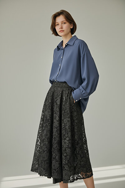 Zafira Conception Zafira Oversize Taş Düğmeli Lacivert Gömlek – Klasik & Şık ...