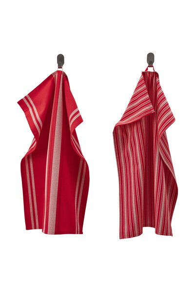 IKEA VINTERFINT Tea towel, mixed patterns red/white, 50 x 70 cm