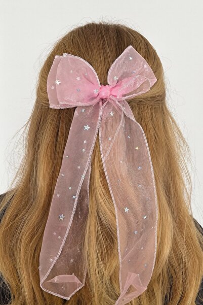 TAKIŞTIR Pink Color Star Detailed Ribbon Vending Machine Buckle