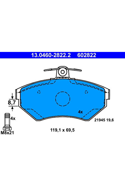 Ate Set Placute Frana,Frana Disc 13.0460-2822.2 Audi A4 B5/A4 B5 Avant Vw Pas...