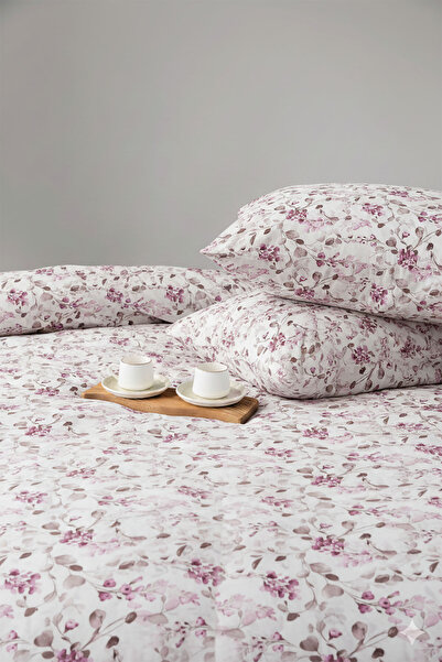 FAVORA Bella Double 100% Cotton Duvet Cover Set - Plum
