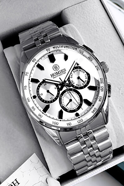 Homies ساعة يد رجالية متعددة الوظائف بسوار فولاذي فضي اللون مقاومة للماء HME2...