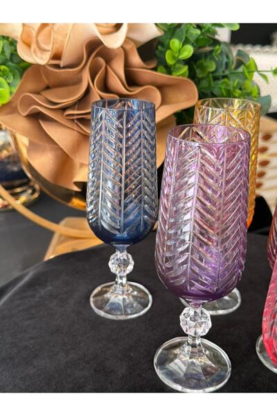 LOKMAN ZÜCCACİYE 6 Pcs Bohemia Crystal Fish Back Model Cutting Brown so Water Glass Cup (180ml)