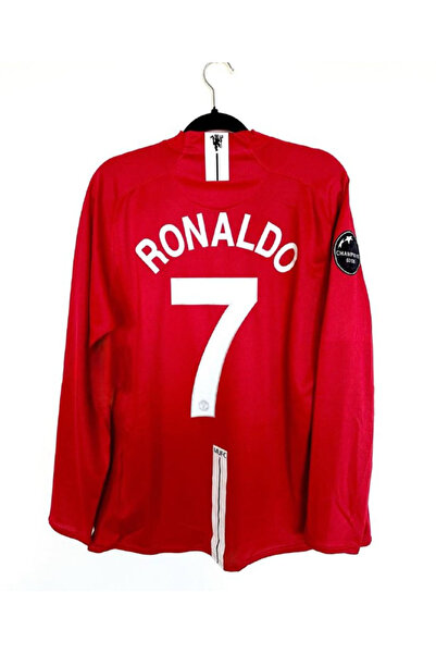 Alaturka Mix C.ronaldo 2007/08 M.united Retro Futbol Forması Kırmızı Uzun Kol...