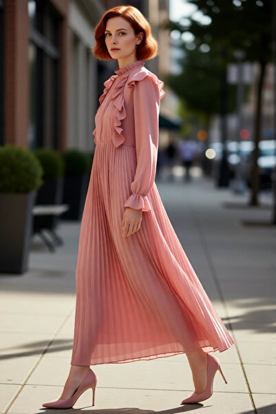 PayBuy Γυναικείο μάξι φόρεμα με πλισέ ψηλός λαιμός προσφέρει κομψότητα σε κομψά περιβάλλοντα με το σχέδιο των μπαλόνια μανίκια