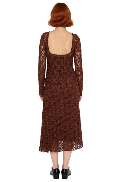 PayBuy Women's Bodycon Lace Midi Dress Boat Neck Long Sleeve Low Back Elegant Chic Design Good Quality