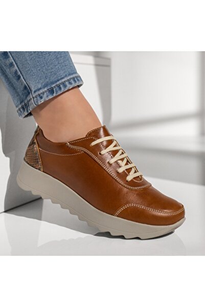 BMoD Women's brown leather casual shoes with laces MOD00430