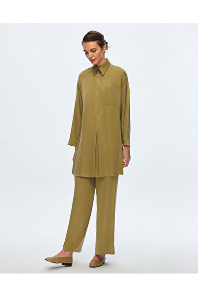 MISS DALIDA T24K-6029 Tek Cepli Kupro Tunik OLİVE