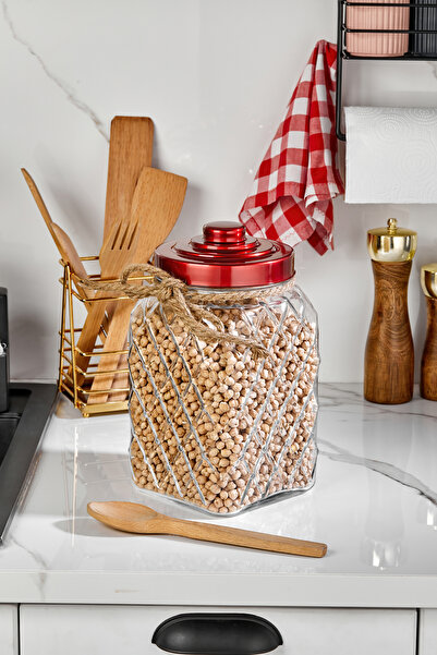 Cooker Nostalji 25 Cm 3.5 Lt Cam Kavanoz Vakum Kapaklı Erzak Bakliyat Detarja...