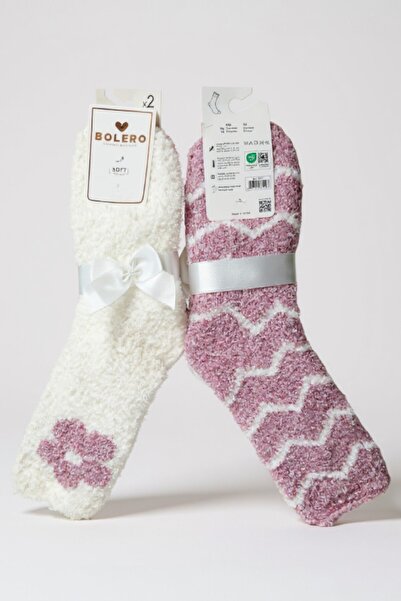 Bolero Socks Women's Plush Fluffy Socks 2-Pack Plush Home Socks, Sleep Socks
